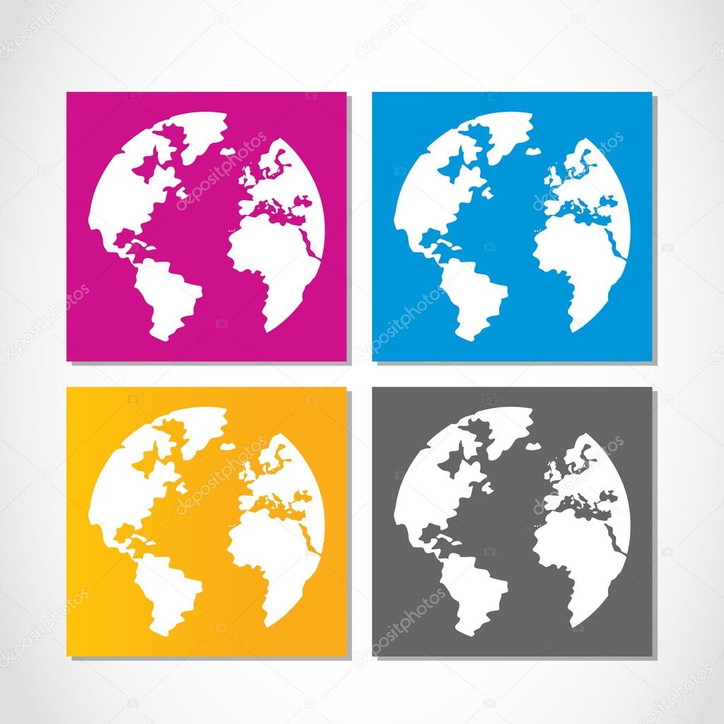 Set of colorful vector globe labels abstract background