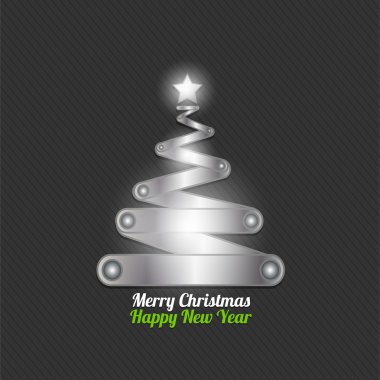 Merry Christmas Tree Made From Silver clipart