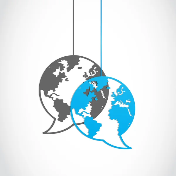 Szociális média párbeszédpanel globe — Stock Vector
