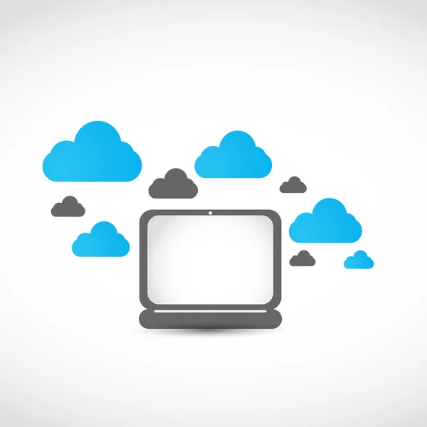 Ordinateur portable cloud computing — Image vectorielle