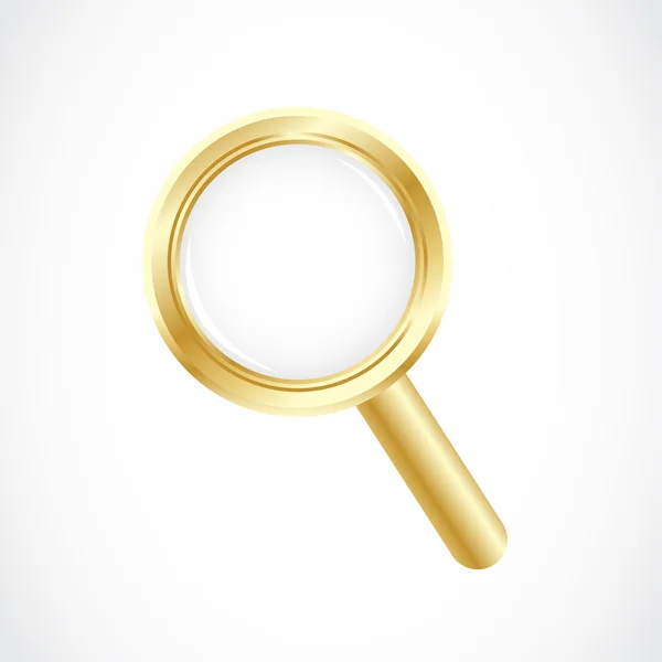 Golden magnifying glass — Stock Vector
