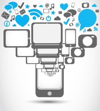 Social media mobil phone applications clipart