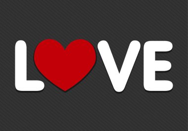 love word with heart icon clipart