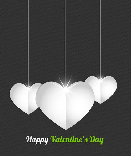 Brillantes corazones de papel colgante — Vector de stock