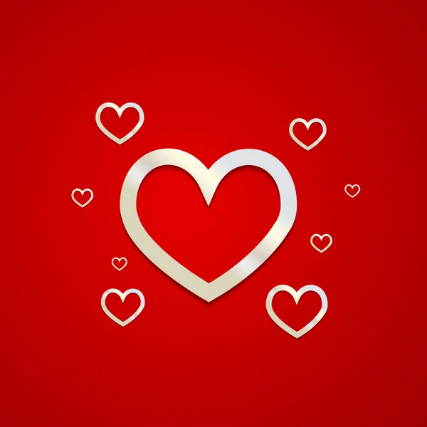 Šťastný Valentýn karty stříbrné srdce — Stockový vektor