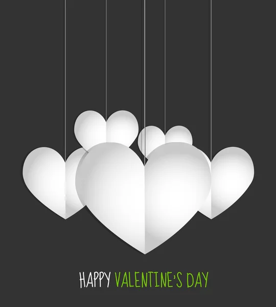 Día de San Valentín colgando corazones de papel — Vector de stock