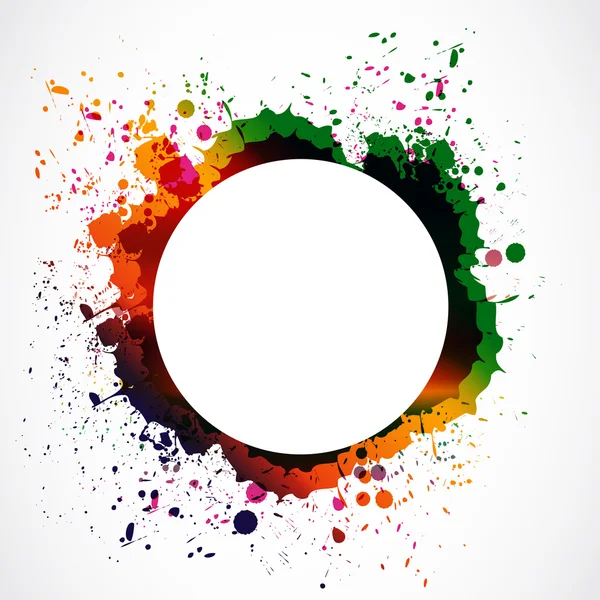 Coloré grunge encre éclaboussure cercle — Image vectorielle