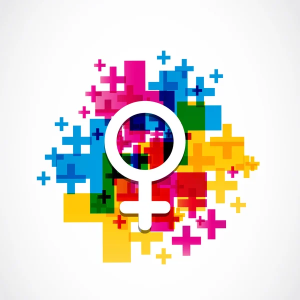 Abstract colorful female gender symbol — Stock Vector