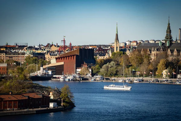 Vista aérea del centro de Estocolmo, verano. Concepto de vacaciones y viajes — Foto de Stock