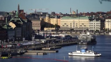 Stockholm Şehir Merkezi 'nin hava görüntüsü, yaz. Tatil ve seyahat kavramı 