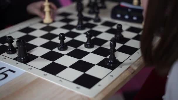 Chess tournament in progress. Concept of strategic and intelligence — Stock Video