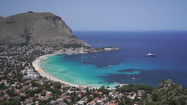 Mondello Beach Resort Palermo Italy Aerial Footage High Quality Fullhd — Stockvideo