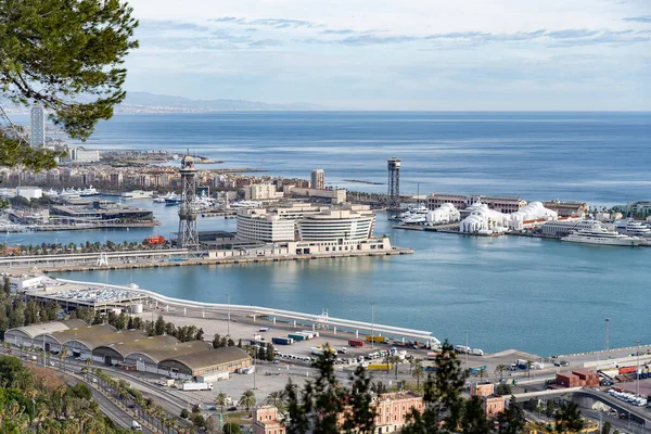 Vista Del Puerto Cruceros Barcelona Cataluña España Concepto Vacaciones Transporte — Foto de Stock