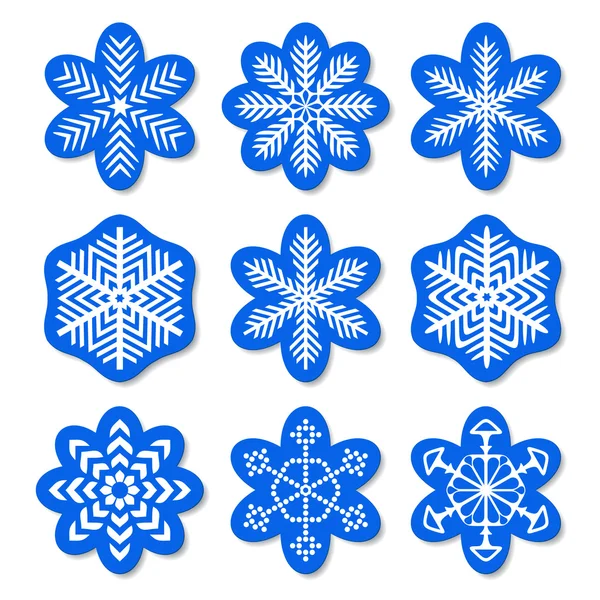 Conjunto de copos de nieve — Vector de stock