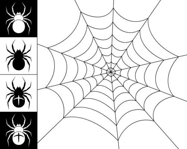 Spiders and web — Stock Vector