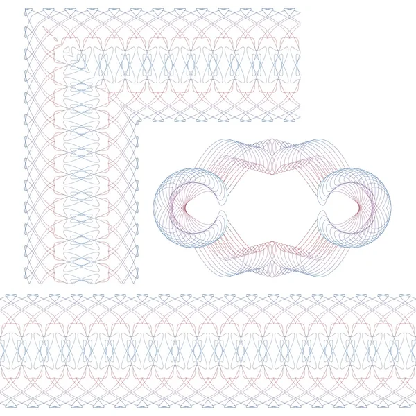 Ensemble d'éléments guillochés décoratifs — Image vectorielle