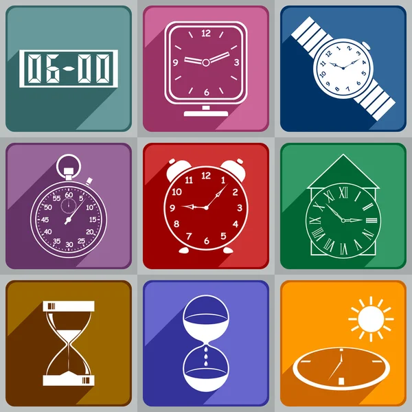 Iconos de reloj diferente — Vector de stock