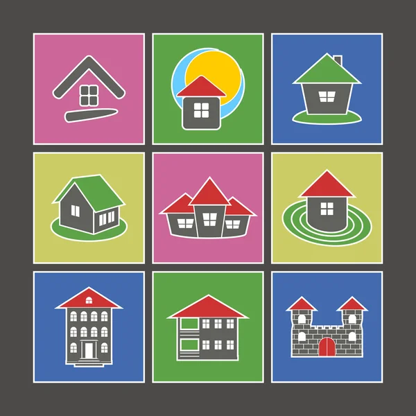 Icons of houses — Stock Vector