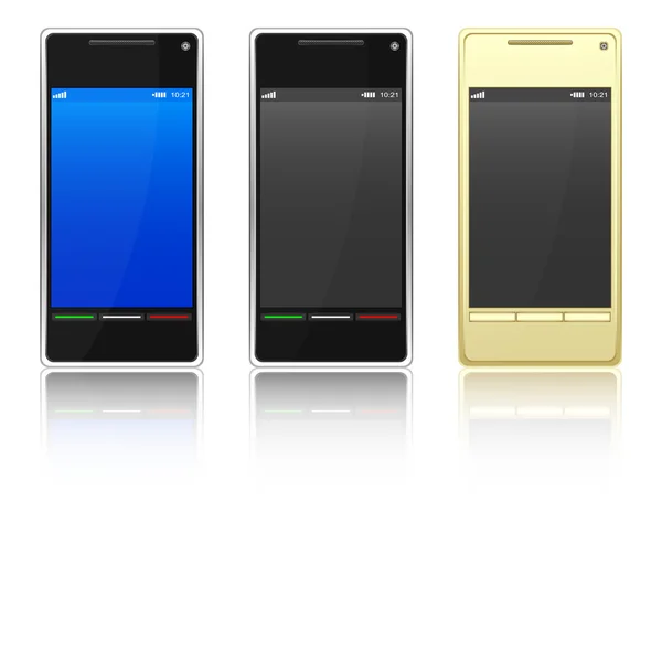 Drei Smartphones — Stockvektor