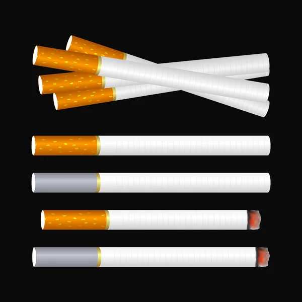 Cigarette sur noir — Image vectorielle