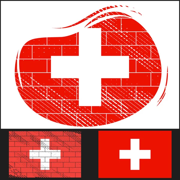 Bandiera graffiata della Svizzera — Vettoriale Stock