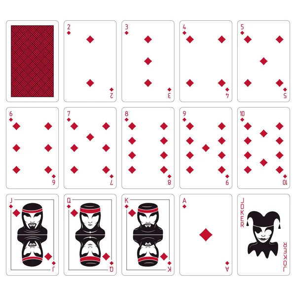 Playing Cards Set Cards White Background Diamonds Bridge Size — Archivo Imágenes Vectoriales