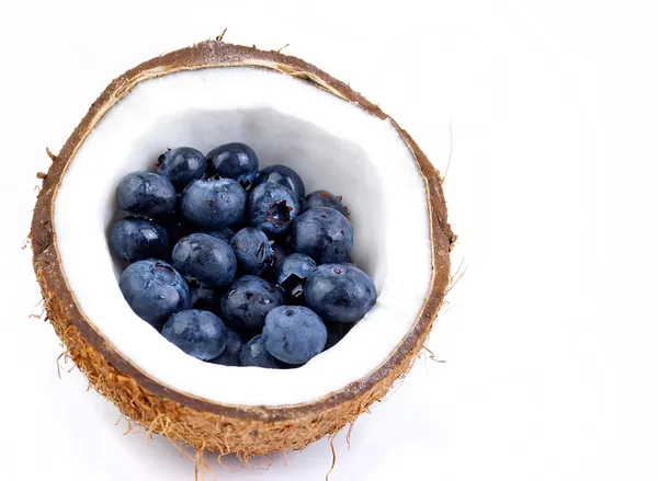 Blaubeeren und Kokosnuss — Stockfoto