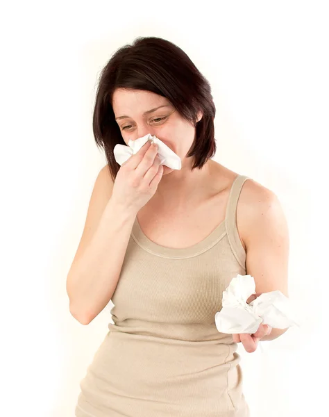 Mujer estornudando — Foto de Stock
