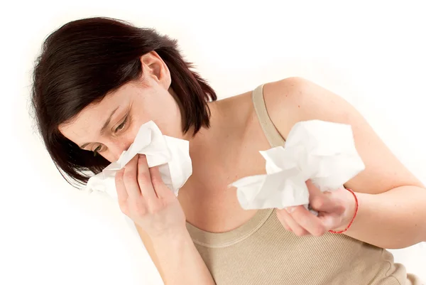 Woman sneezing — Stock Photo, Image