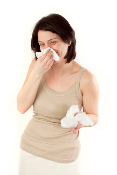 Mujer enferma riendo — Foto de Stock