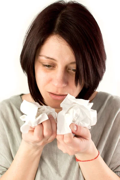 Woman sneezing — Stock Photo, Image