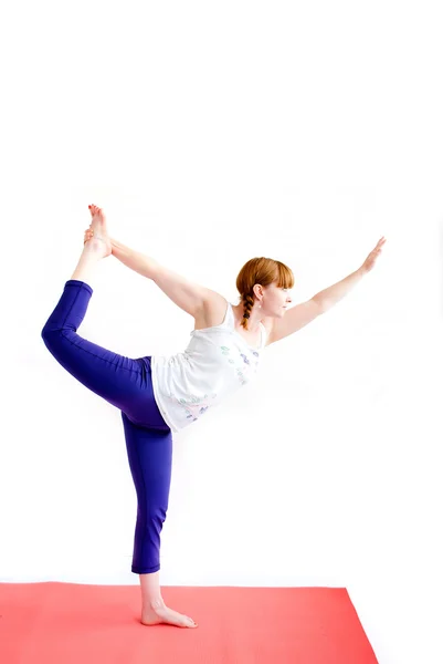 Middle aged woman exercise yoga — Stock Photo, Image