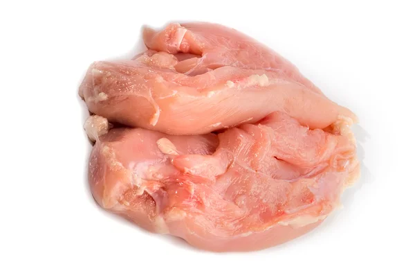 Rohes Chiken Fleisch Brustscheiben isoliert auf weiß — Stockfoto