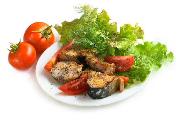 Mackerel with mix of vegetables — Stock Image Mackerel with mix of vegetables Royalty Free Stock Photos