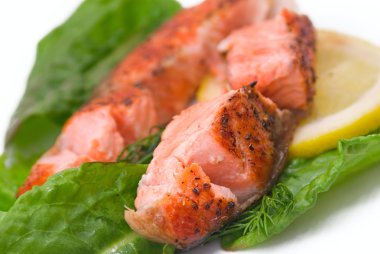 Somon salata ve limon ile