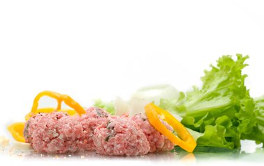 Minced meat meatball isolated over white clipart