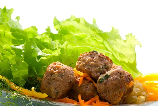 Piatto di polpette arrosto e verdure — Foto Stock