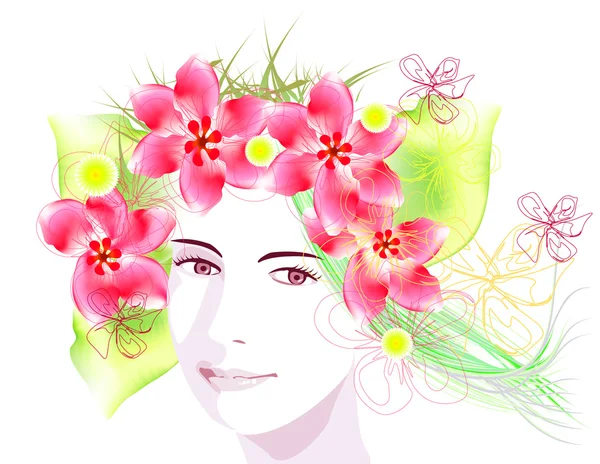 Girl with flowers — Stock Vector