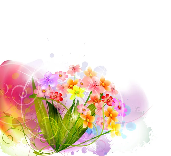Abstracte kleurrijke achtergrond met bloemen — Stockvector