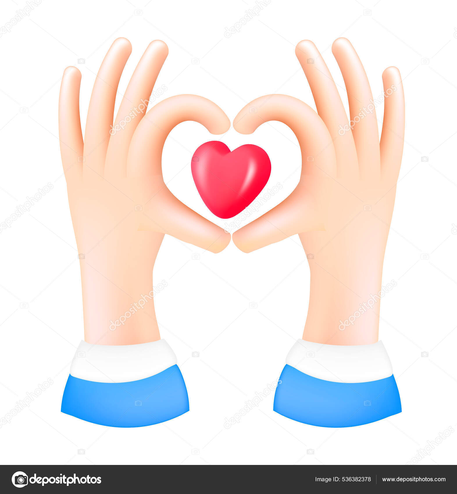 3D图标手做心形手势矢量漫画爱情符号剪贴画现实的情人节图片为社交媒体塑料卡通风格图库矢量图©applea 536382378, image size:1572x1700