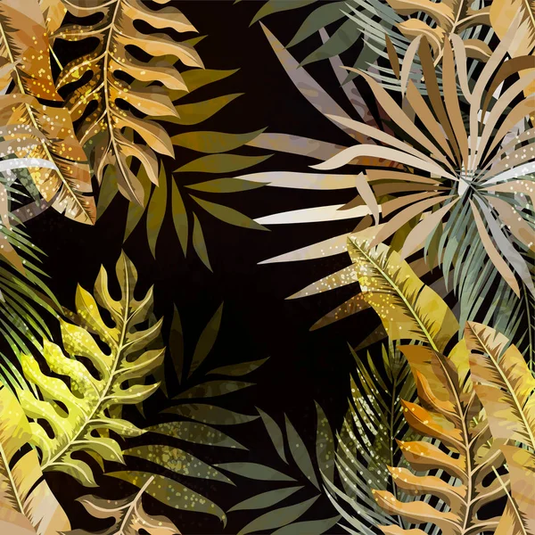 Motif Tropical Tendance Sans Couture Avec Des Feuilles Des Plantes — Image vectorielle