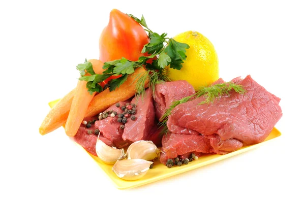 Fresh vegetables raw beef — Stock Photo, Image