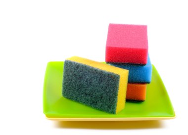 Bulaşık süngeri ve plakalar