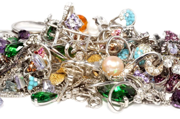 Platinum jewelry with gems — Stock Photo, Image