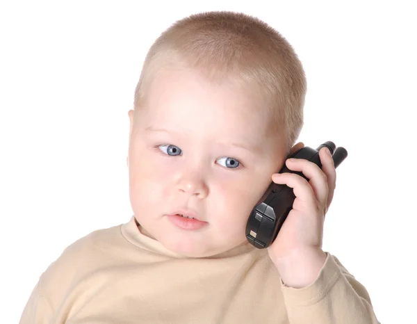 Niño pequeño con teléfono —  Fotos de Stock