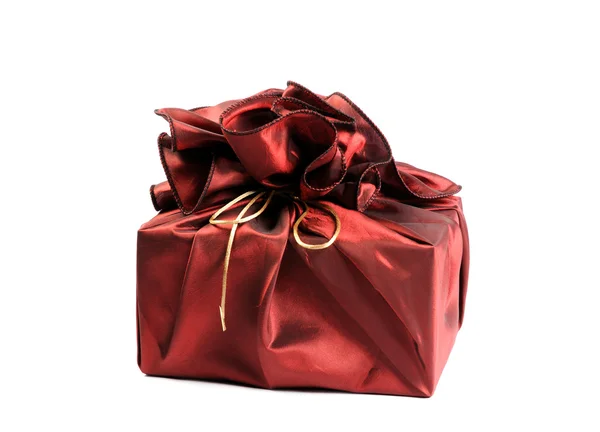 A piros selyem fed ajándék — Stock Fotó