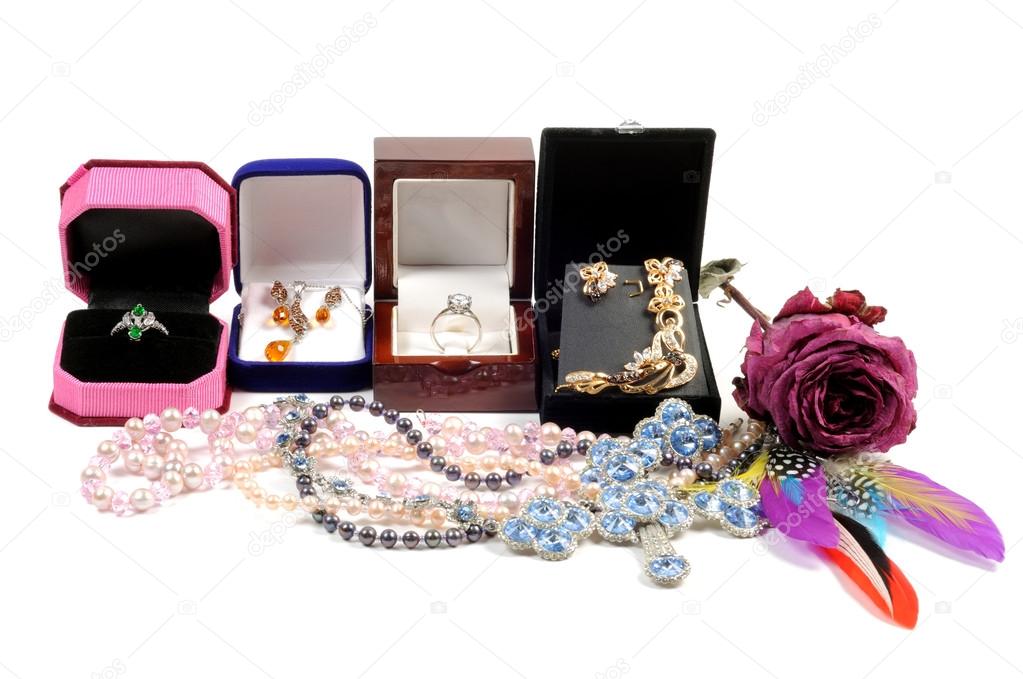 New jewelry in open boxes