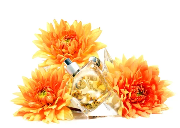 Perfume with golden flakes — Stock Photo, Image