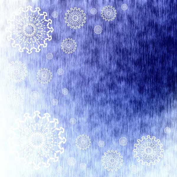 雪の結晶と冬の青の背景 — ストック写真