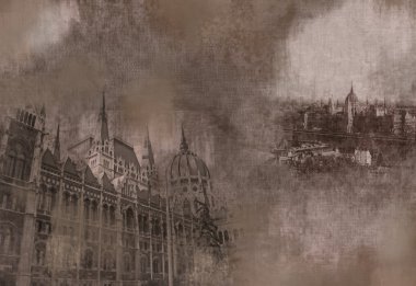 Budapeşte grungy vintage kartı